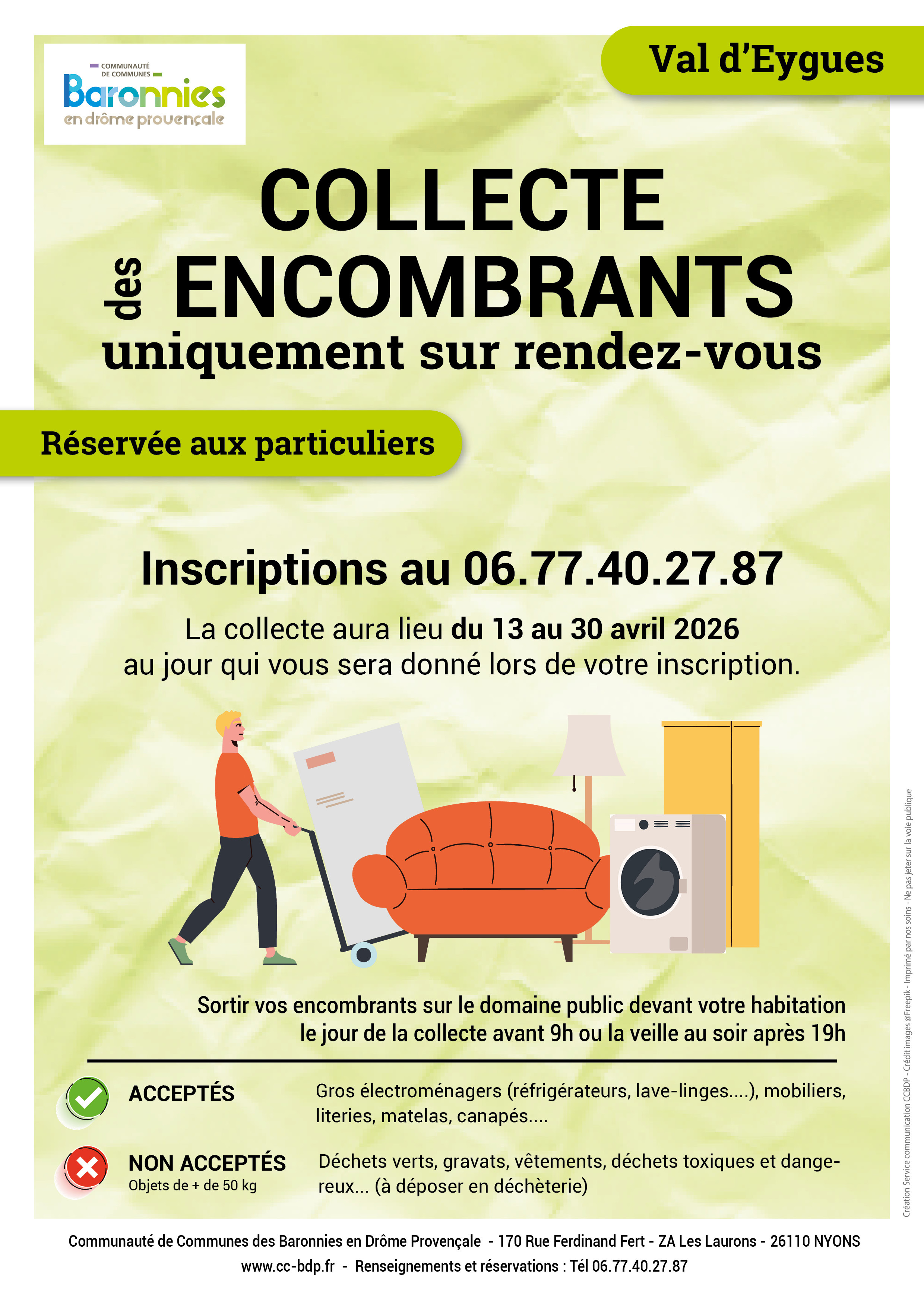 Affiche collecte encombrants Avril 26