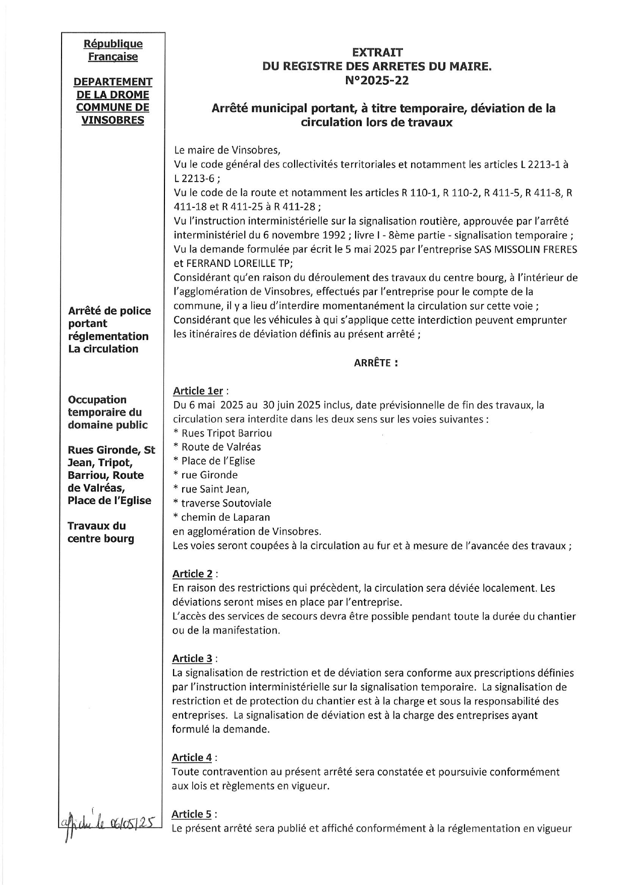 arrêté centre bourg 1
