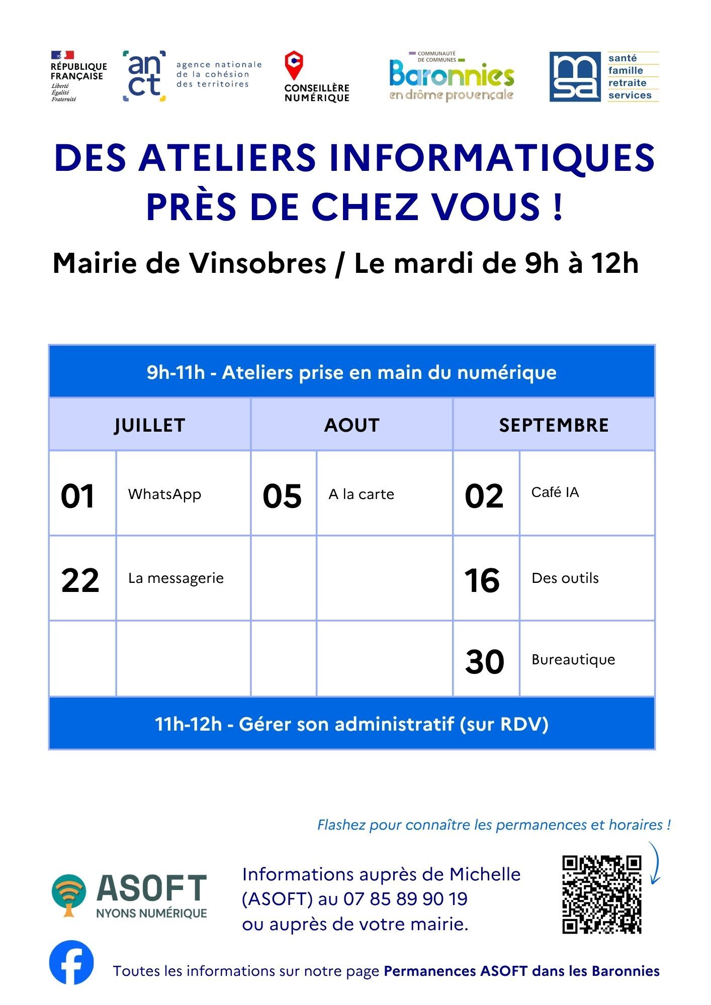 Asoft planning Juillet aout septembre 2025