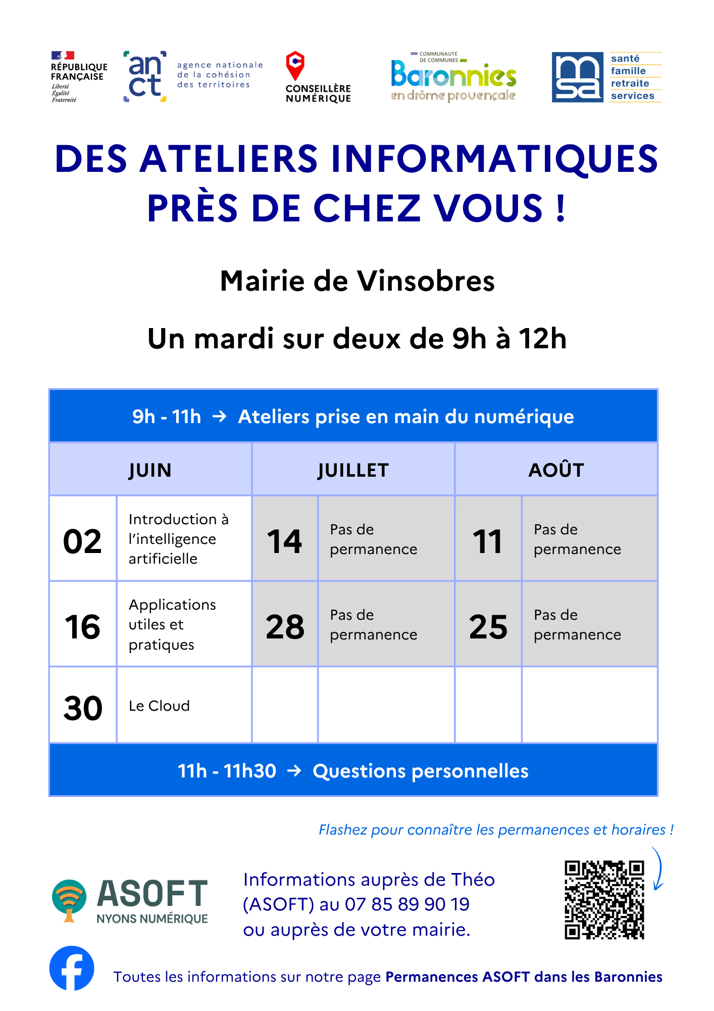 ASOFT Planning Juin à Août 2026