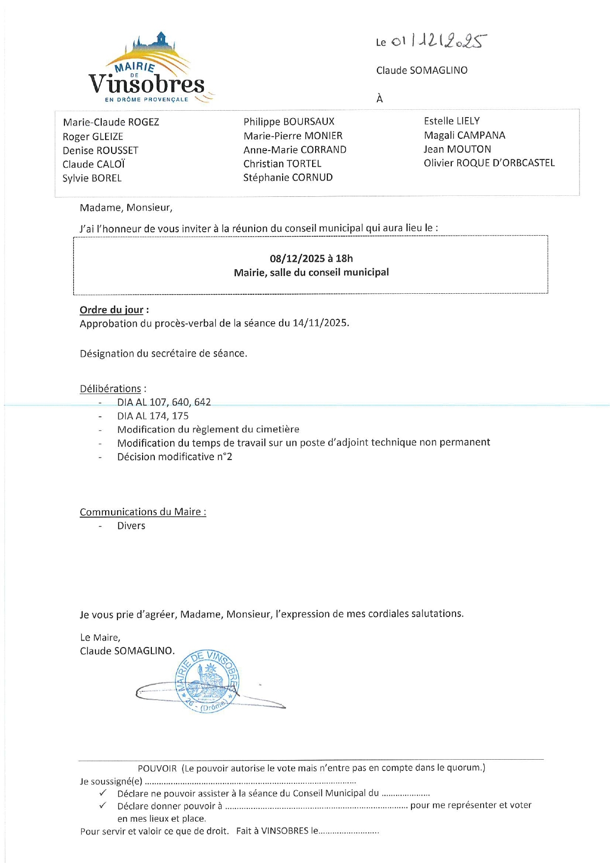 Convocation CM 08.12.2025