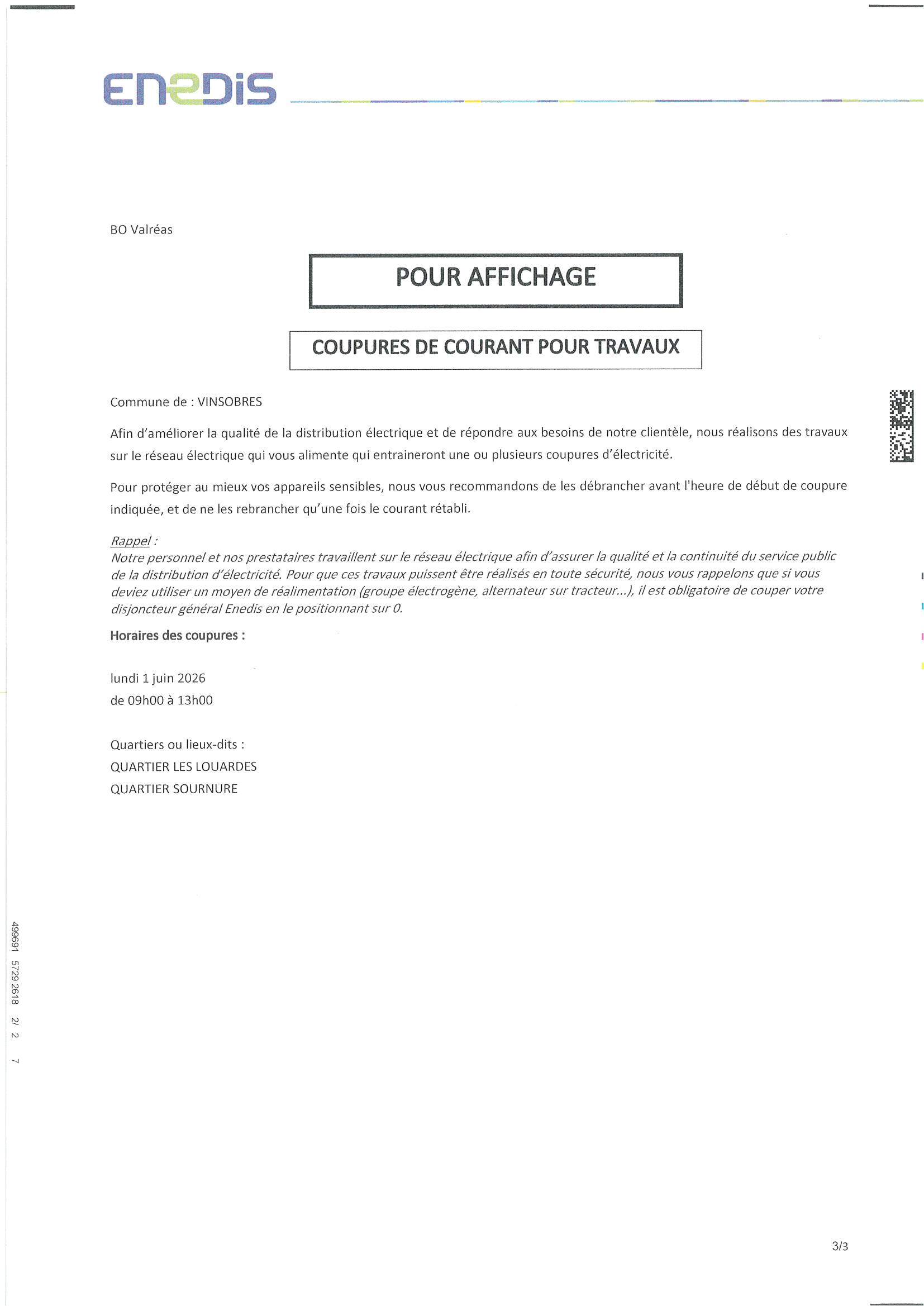 coupure ENEDIS 01.06.26