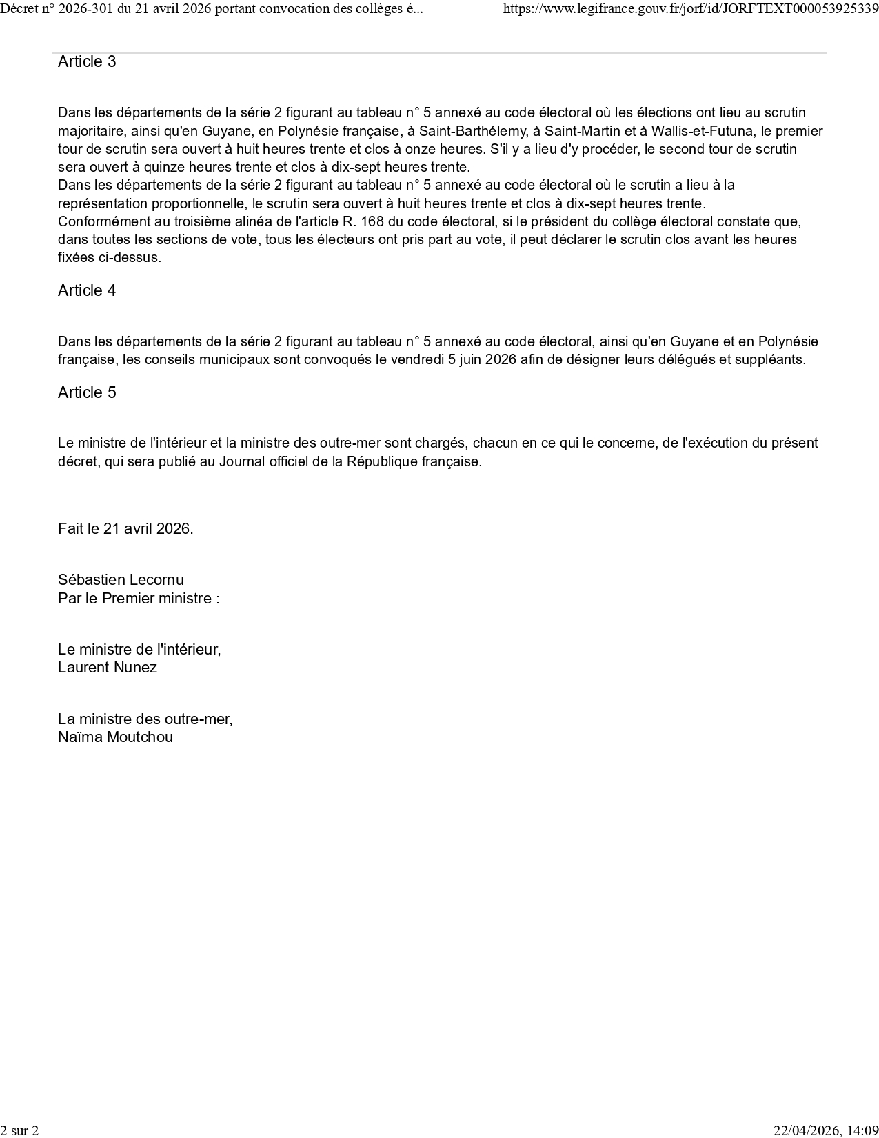 Décret Sénatoriales 2026 P02