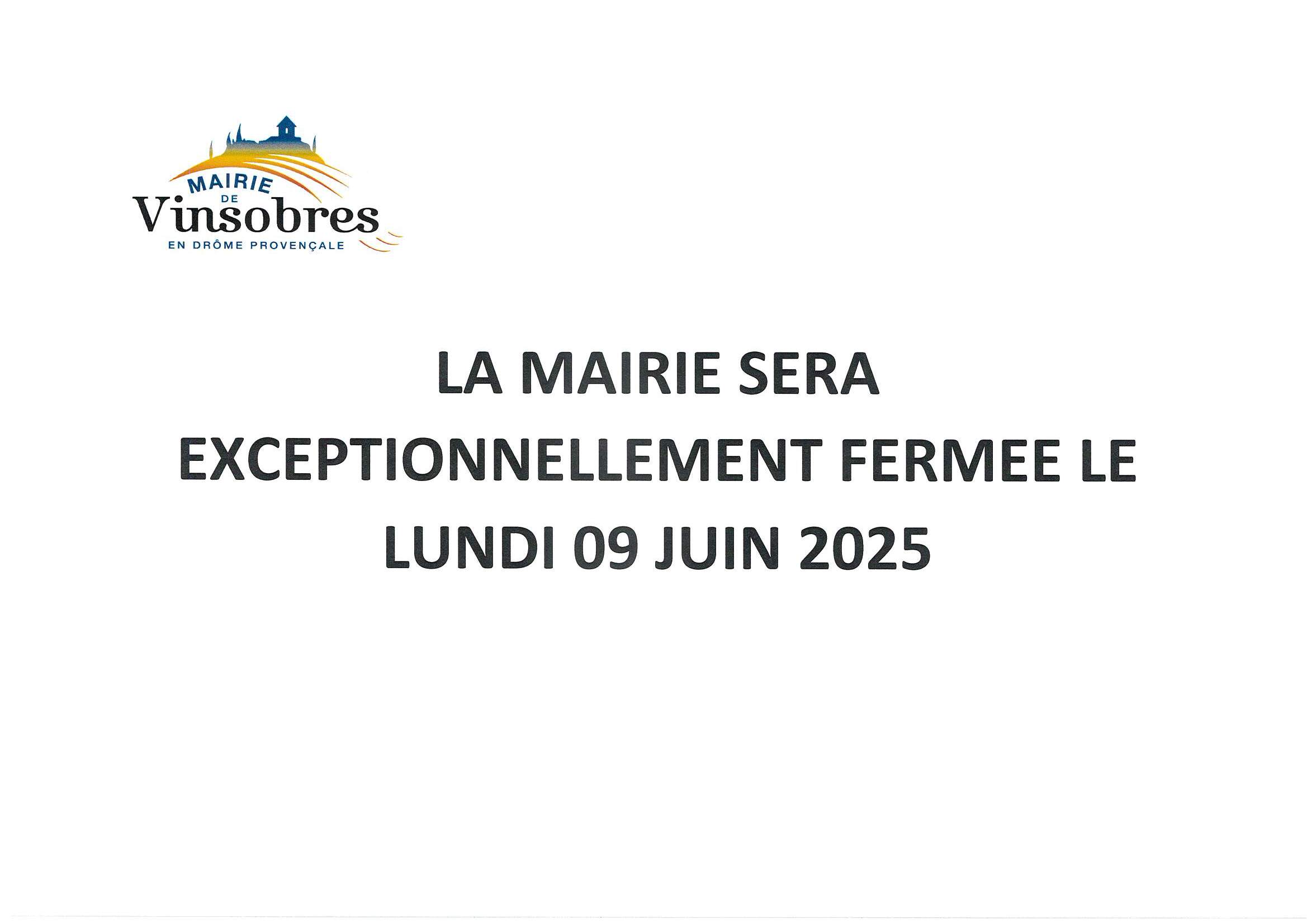 Fermeture mairie 09.06.25