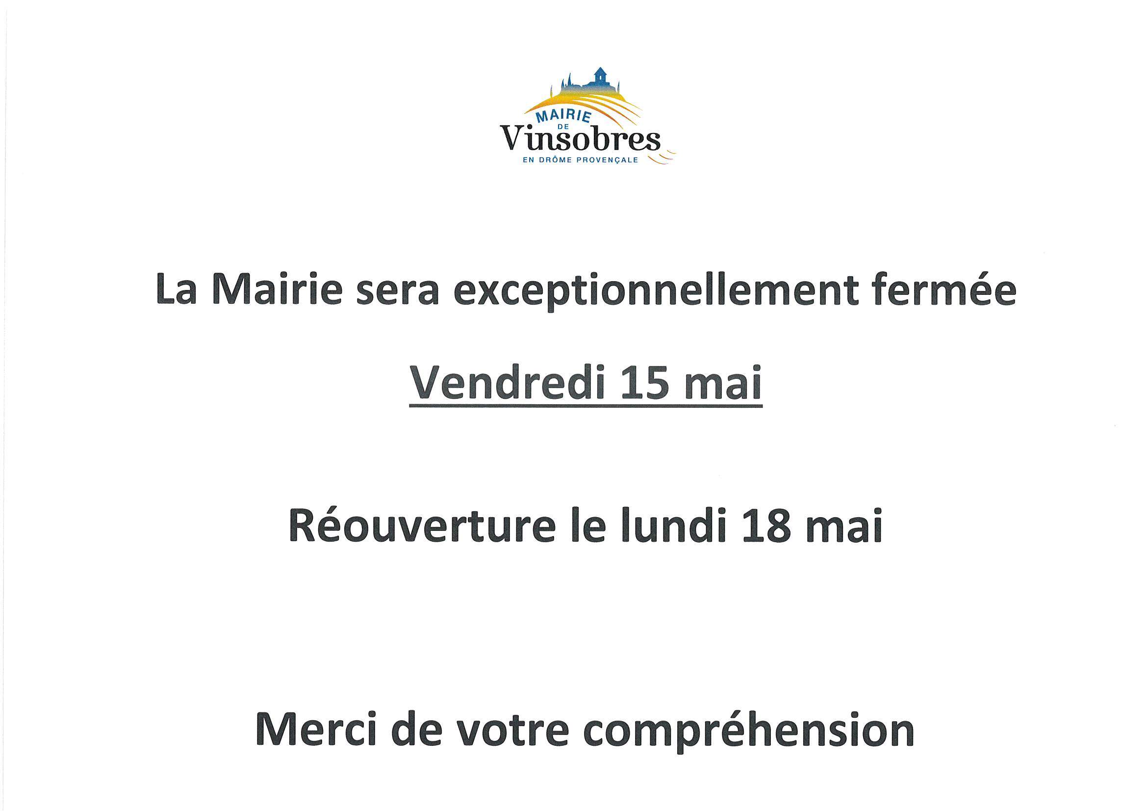 Fermeture Mairie 15.05.26