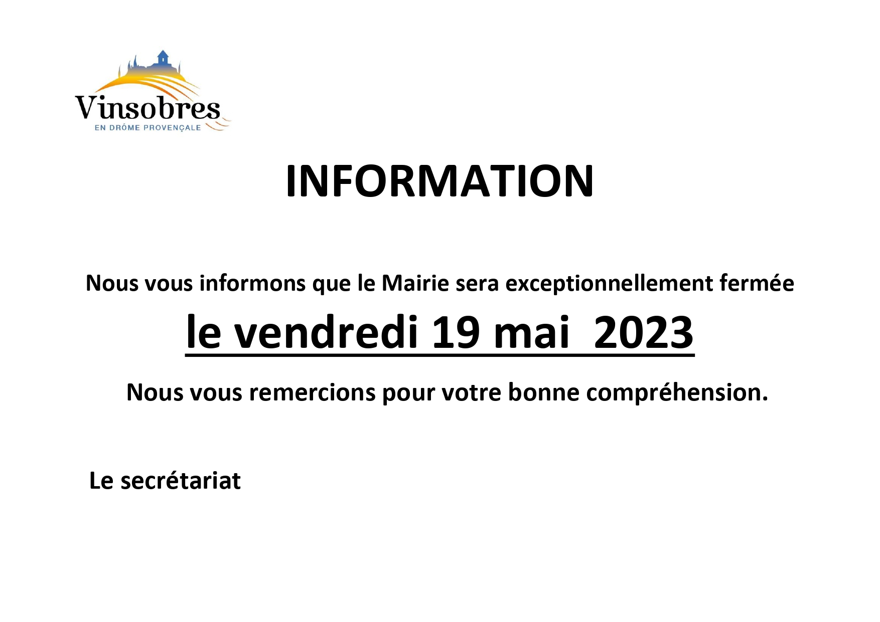 fermeture mairie 19.05.2023