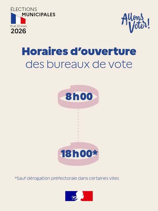Horaires élections 2026