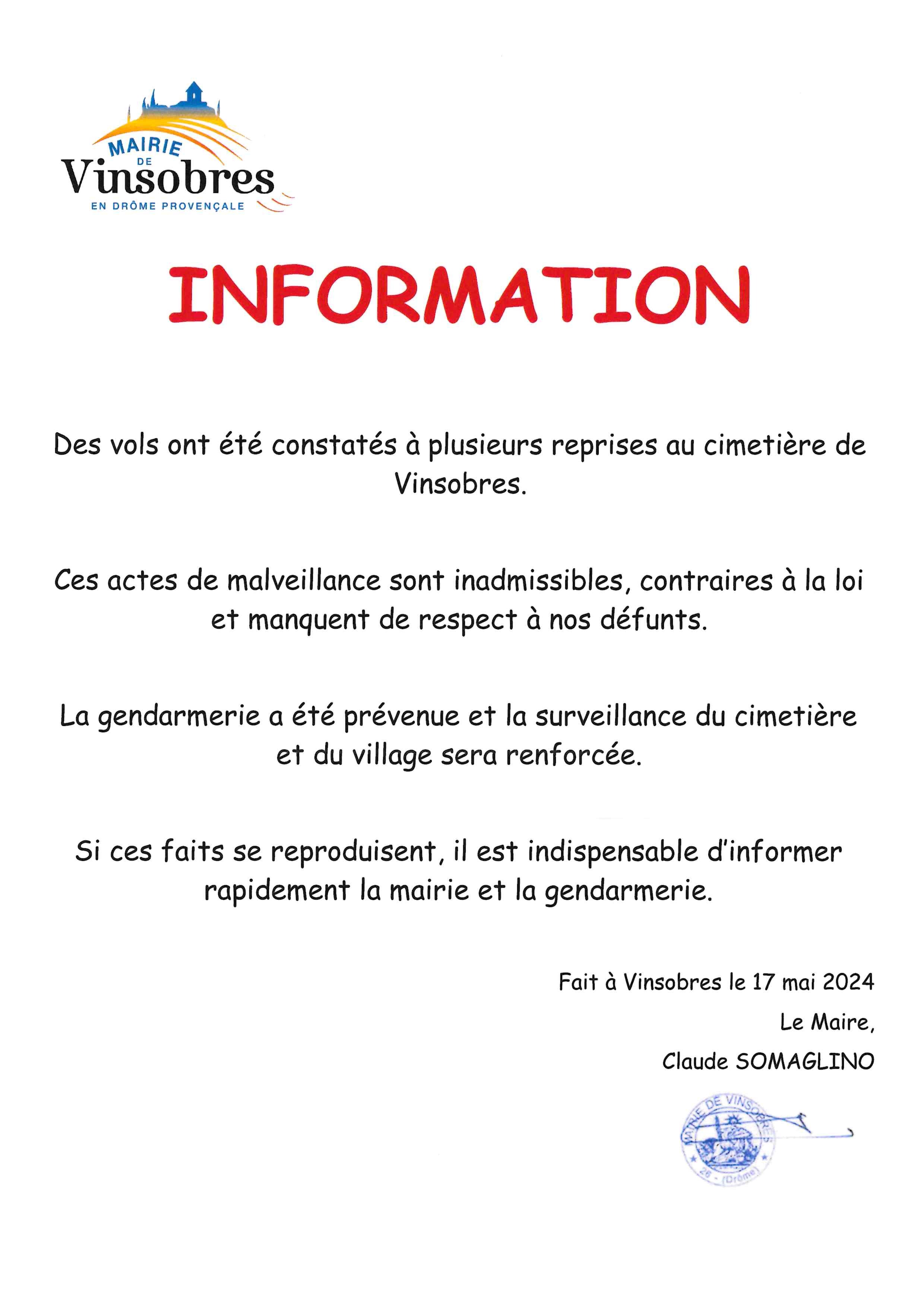 information cimetière 2024