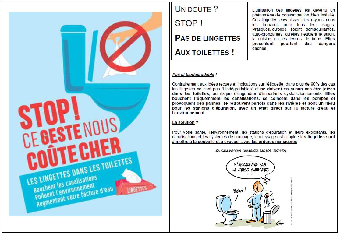 Stop aux lingettes dans les toilettes !