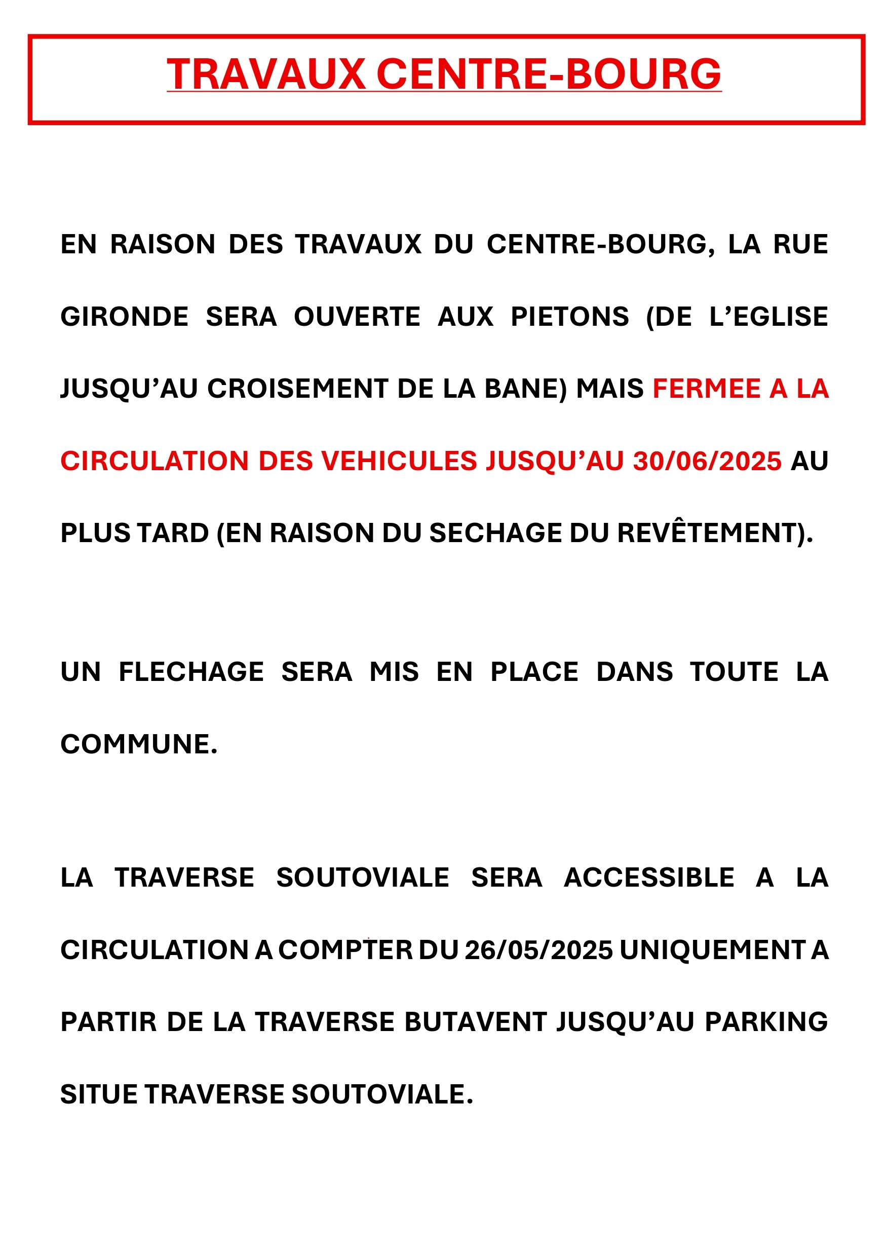 Travaux Centre Bourg rue gironde