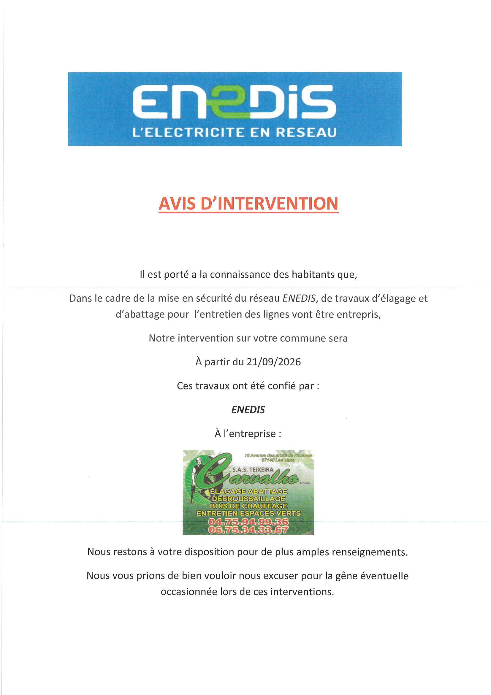 Enedis travaux élagage
